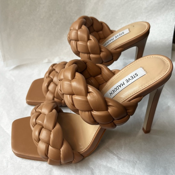 Steve Madden Shoes - Steve Madden WOMEN'S KENLEY BRAIDED DRESS HEEL SANDALS IN NUDE
